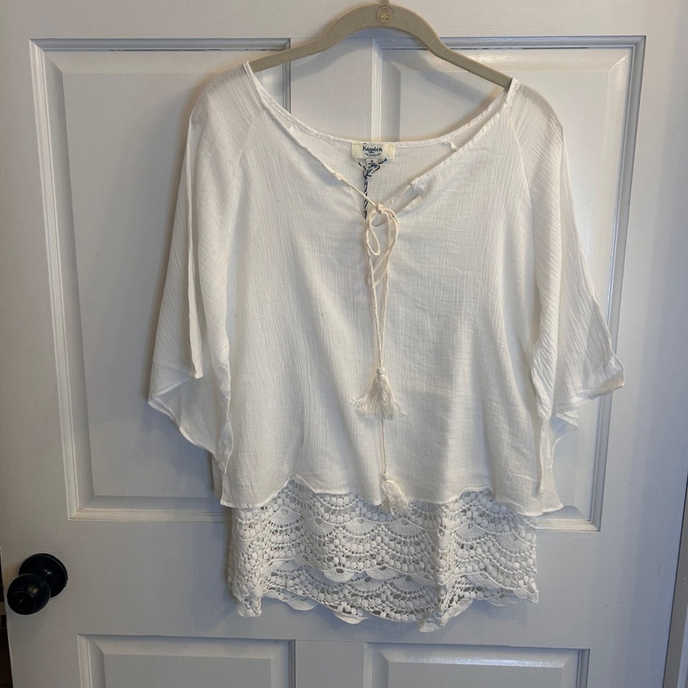 Women's Hayden Los Angeles Blouse, Size S, White lace